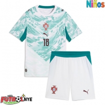 Camiseta Portugal Pedro Neto #18 Visitante Equipación para niños Mundial 2026 manga corta (+ pantalones cortos)